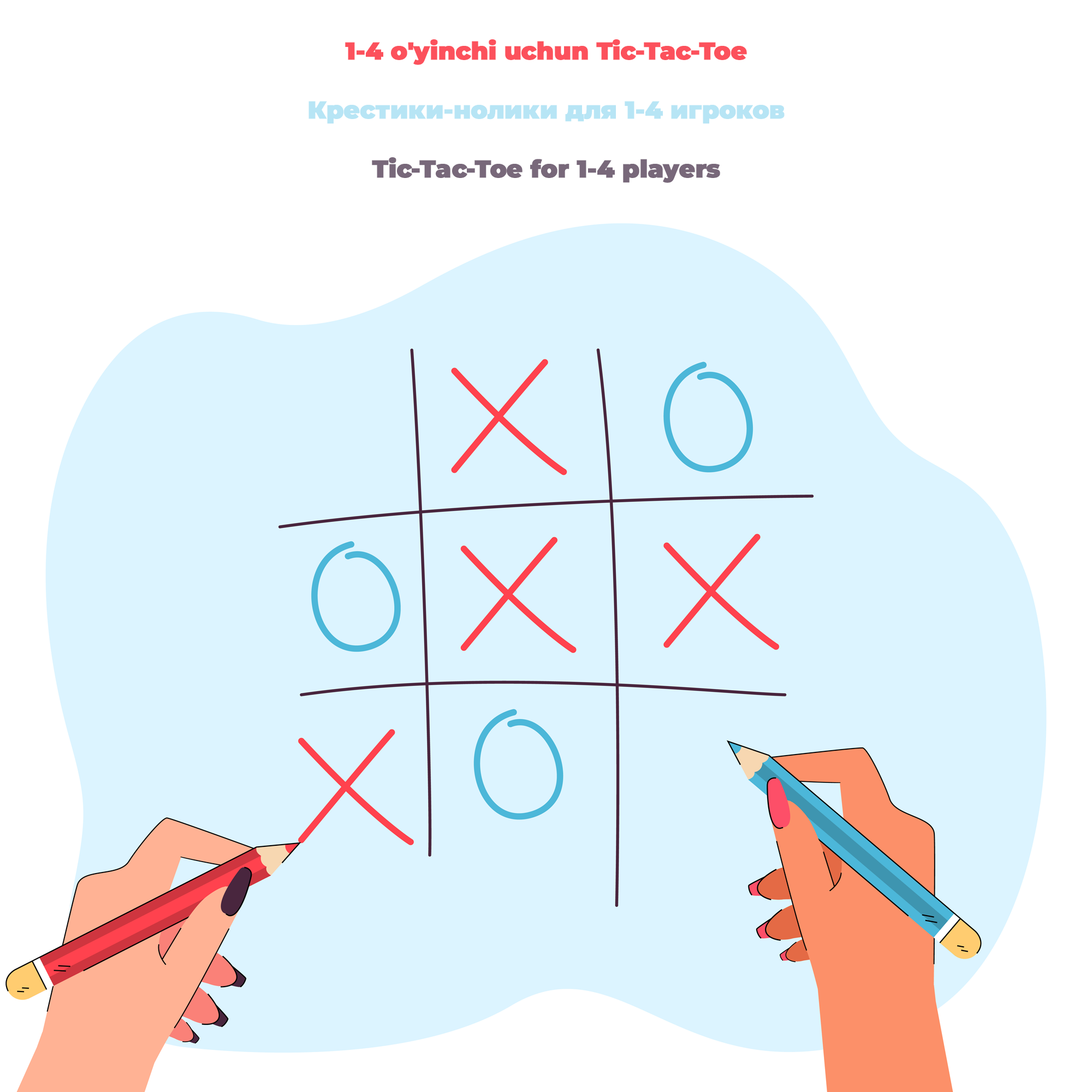 1-4 o'yinchi uchun Tic-Tac-Toe